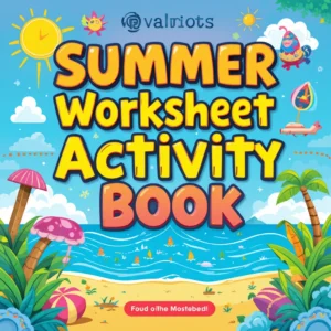 Summer Worksheet Activity Book for Kids Blue in Cute Illustrative Style