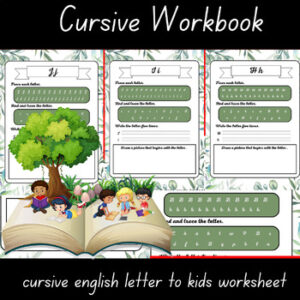 A to Z cursive english letter to kids worksheet